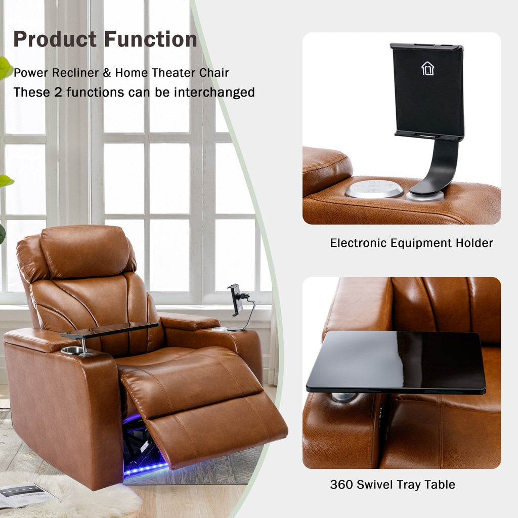 Fauteuil inclinable électrique Roomfitters avec port USB, rangement dissimulé pour les accoudoirs, porte-gobelet et haut-parleur Bluetooth