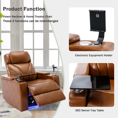 Fauteuil inclinable électrique Roomfitters avec port USB, rangement dissimulé pour les accoudoirs, porte-gobelet et haut-parleur Bluetooth