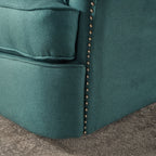 Fauteuil inclinable électrique Roomfitters avec touches cuivrées et revêtement moelleux, fauteuil de salon confortable, bleu sarcelle