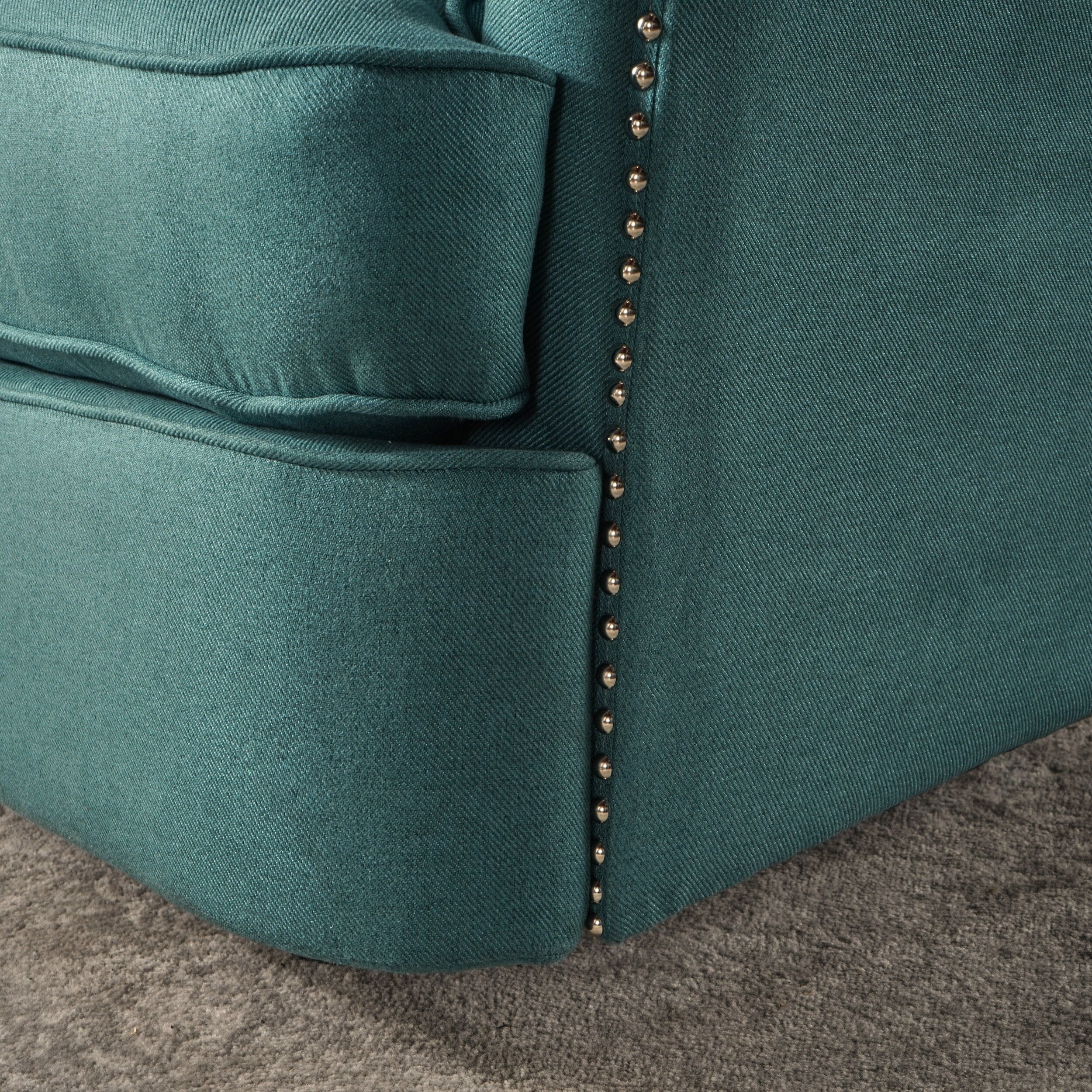 Fauteuil inclinable électrique Roomfitters avec touches cuivrées et revêtement moelleux, fauteuil de salon confortable, bleu sarcelle