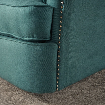 Fauteuil inclinable électrique Roomfitters avec touches cuivrées et revêtement moelleux, fauteuil de salon confortable, bleu sarcelle