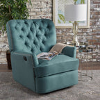 Fauteuil inclinable électrique Roomfitters avec touches cuivrées et revêtement moelleux, fauteuil de salon confortable, bleu sarcelle