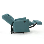 Fauteuil inclinable électrique Roomfitters avec touches cuivrées et revêtement moelleux, fauteuil de salon confortable, bleu sarcelle