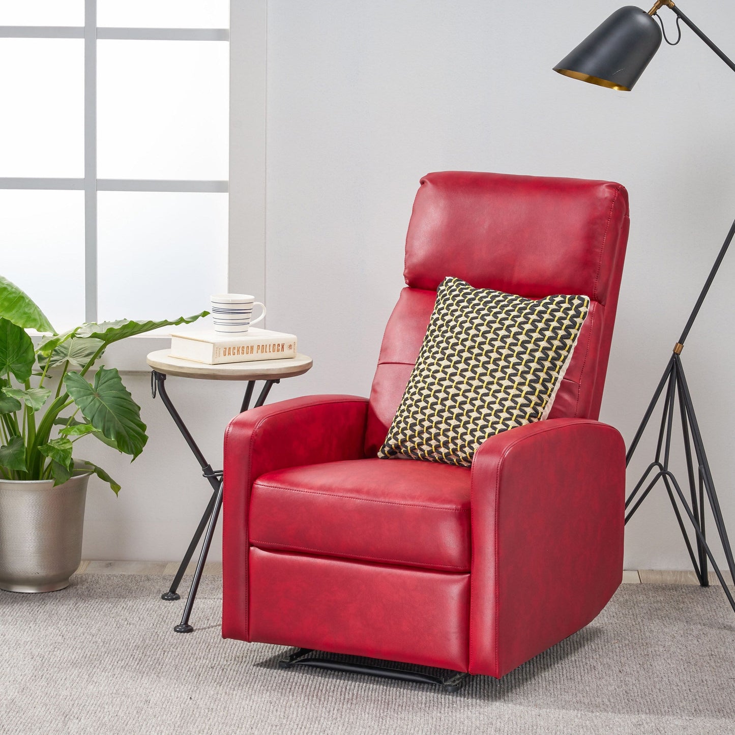 Fauteuil inclinable élégant et contemporain en cuir PU Roomfitters, pour salon ou chambre, rouge