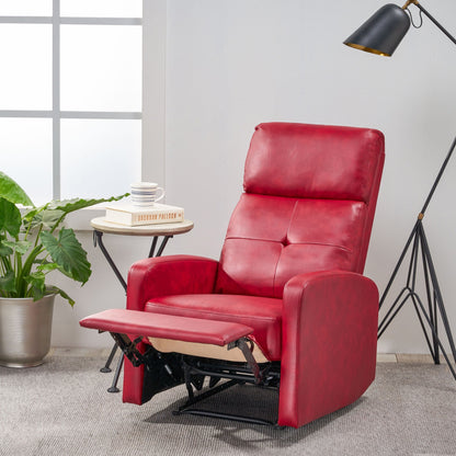 Fauteuil inclinable élégant et contemporain en cuir PU Roomfitters, pour salon ou chambre, rouge