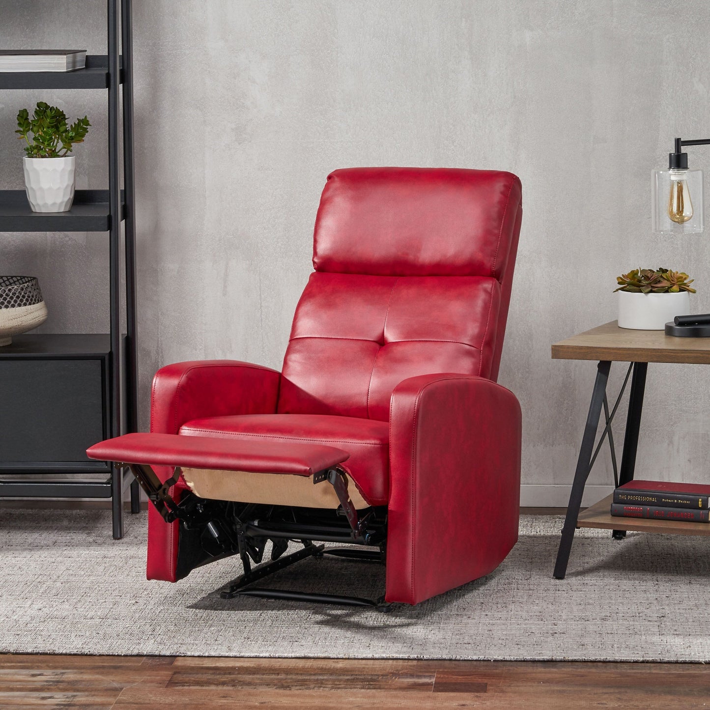 Fauteuil inclinable élégant et contemporain en cuir PU Roomfitters, pour salon ou chambre, rouge