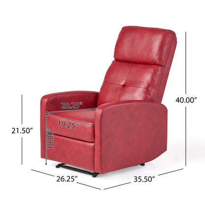 Fauteuil inclinable élégant et contemporain en cuir PU Roomfitters, pour salon ou chambre, rouge