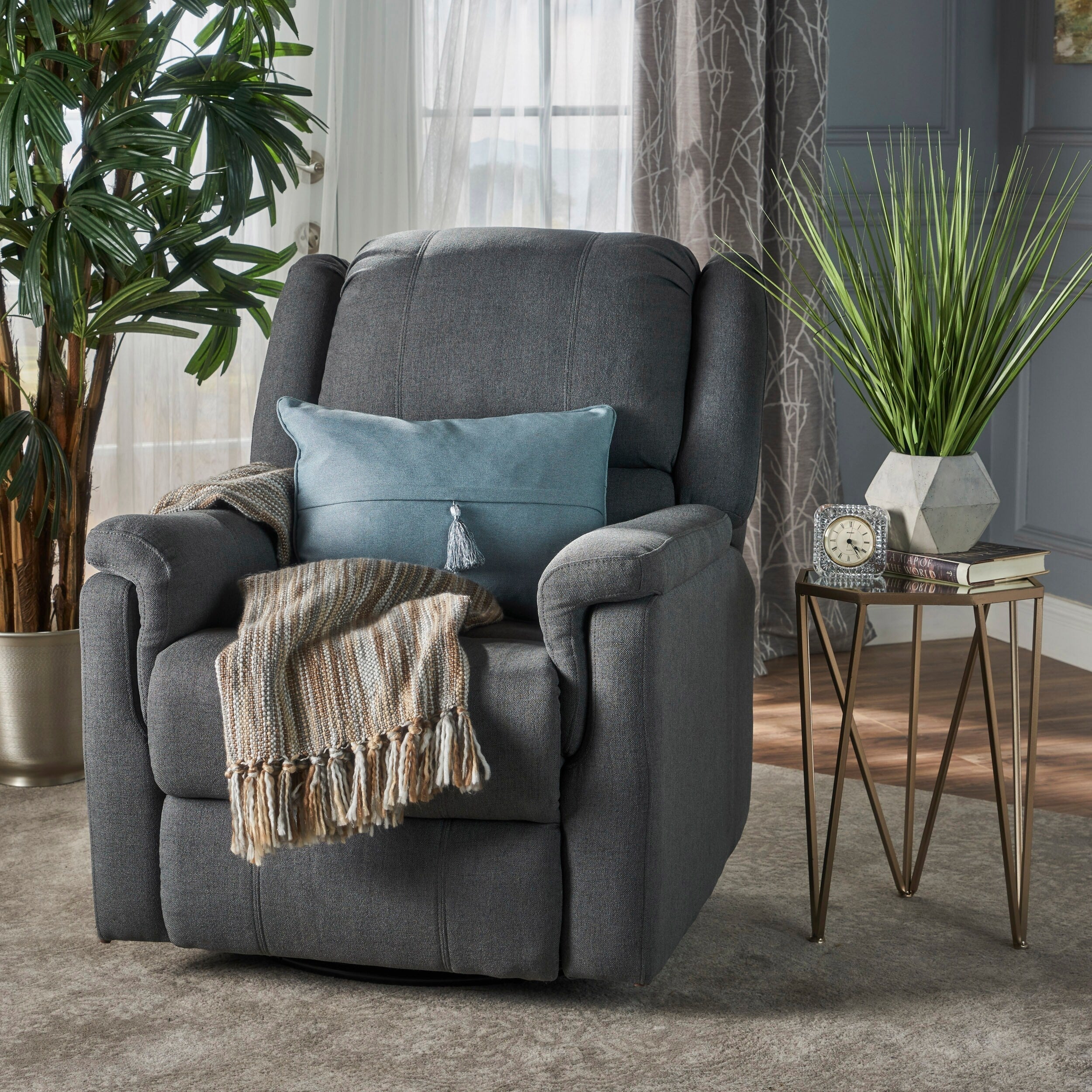 Fauteuil inclinable manuel en tissu avec mécanisme pivotant Roomfitters