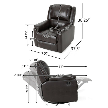 Fauteuil inclinable manuel en tissu avec mécanisme pivotant Roomfitters