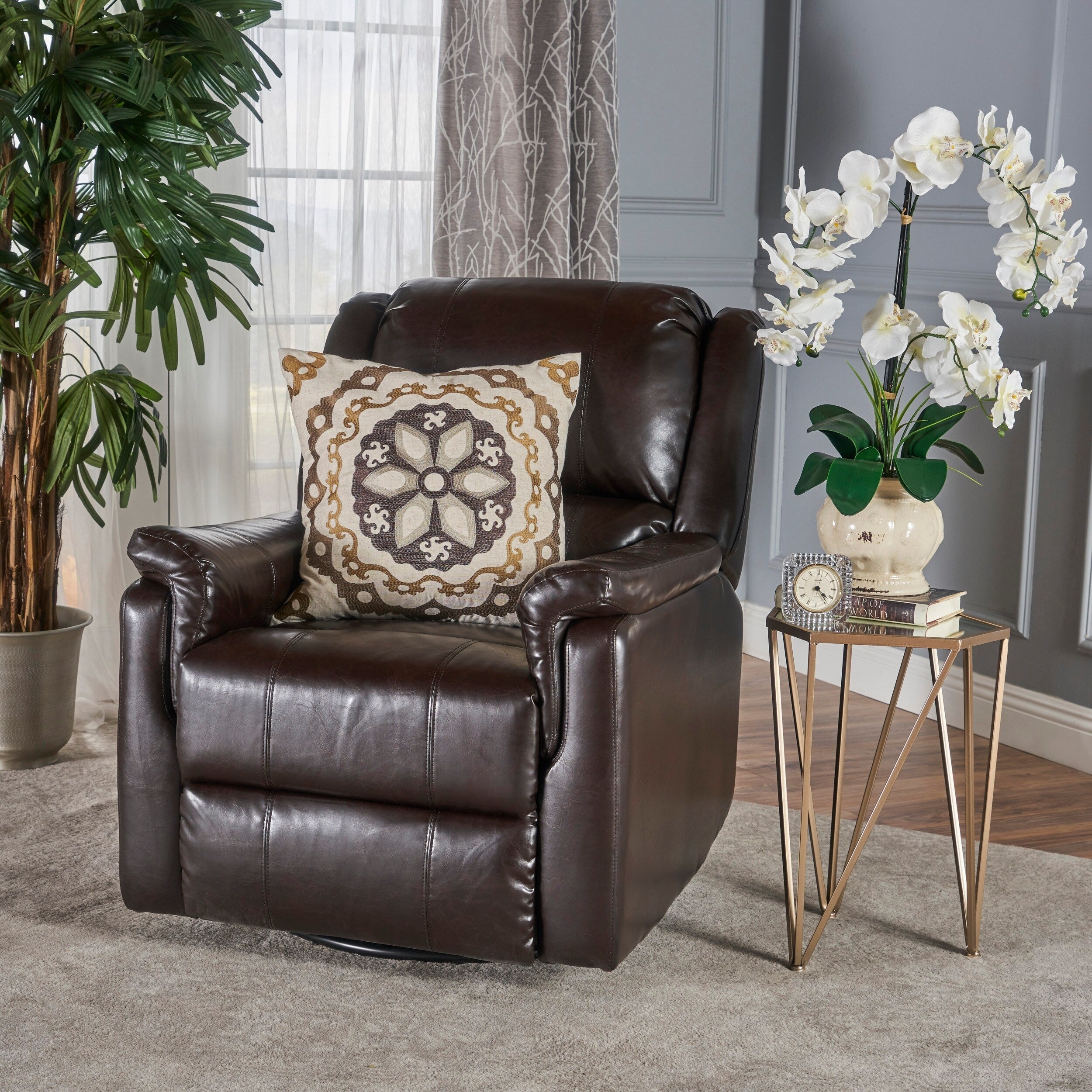 Fauteuil inclinable manuel en tissu avec mécanisme pivotant Roomfitters