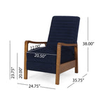 Fauteuil club inclinable manuel en tissu et bois Roomfitters, confortable pour le salon, bleu marine