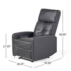 Fauteuil inclinable manuel standard en similicuir Roomfitters avec mécanisme d'inclinaison fluide, coussins confortables, design classique, noir