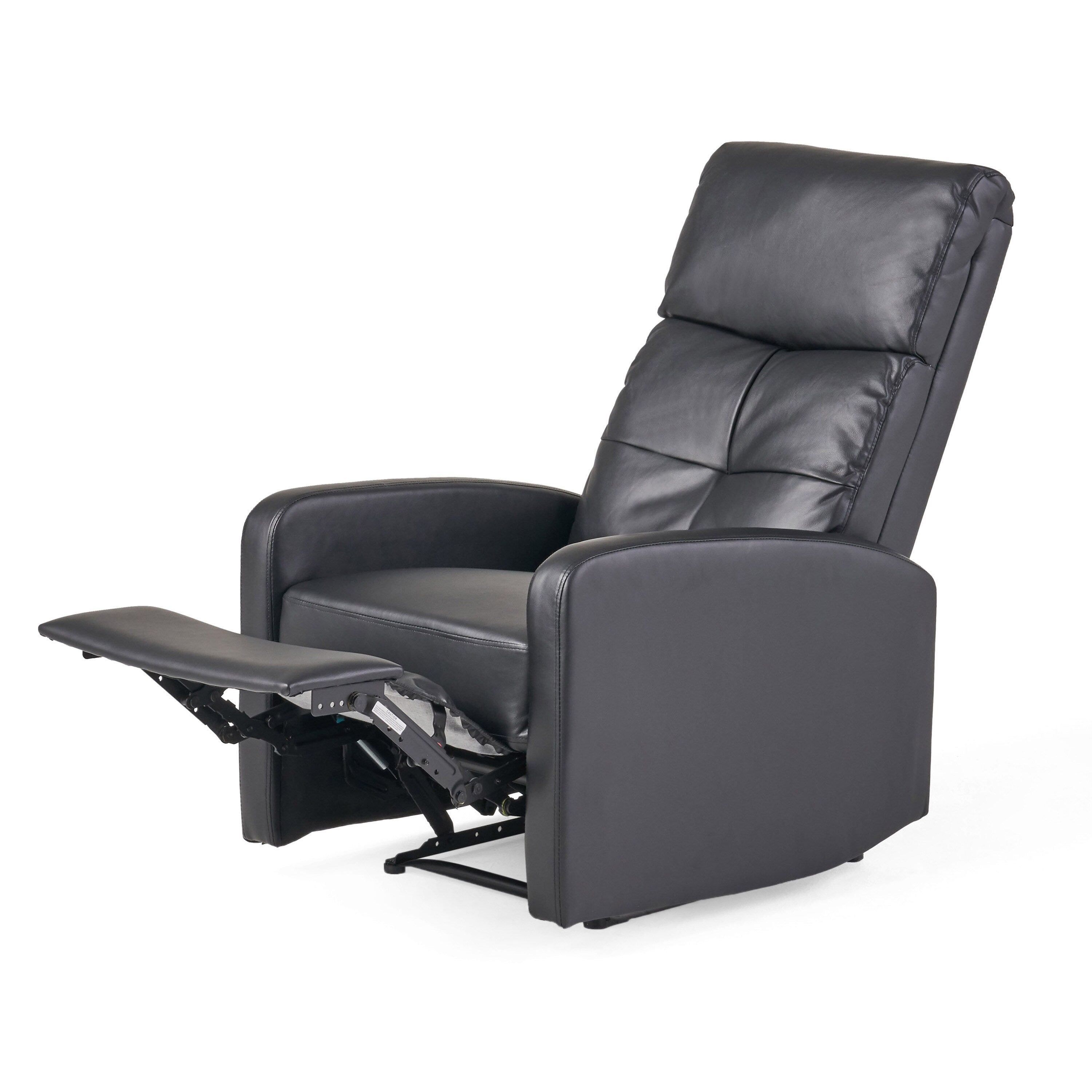 Fauteuil inclinable manuel standard en similicuir Roomfitters avec mécanisme d'inclinaison fluide, coussins confortables, design classique, noir