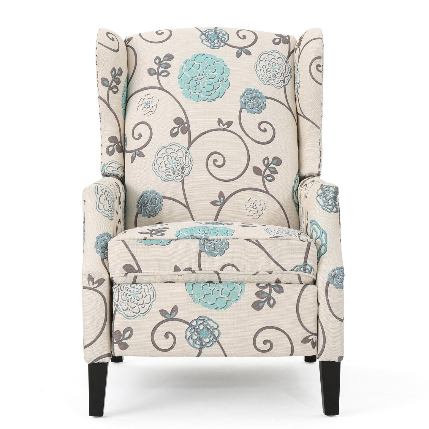 Fauteuil inclinable à dossier relevable et motif floral Roomfitters, pieds fuselés en bois