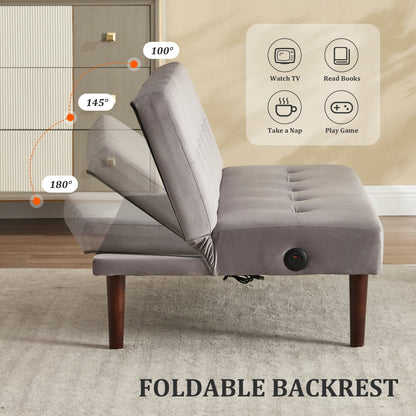 Canapé-lit pliable en flanelle Roomfitters, futon inclinable réglable avec port de charge pour salon, chambre ou bureau