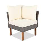 Ensemble de meubles de jardin en rotin Roomfitters 9 pièces, ensemble de conversation d'extérieur avec pieds et plateau en bois d'acacia