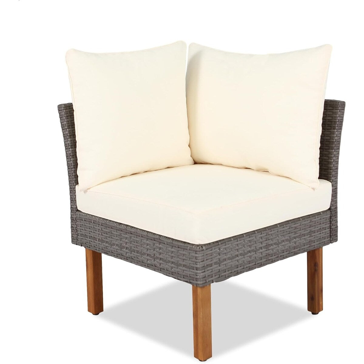 Ensemble de meubles de jardin en rotin Roomfitters 9 pièces, ensemble de conversation d'extérieur avec pieds et plateau en bois d'acacia