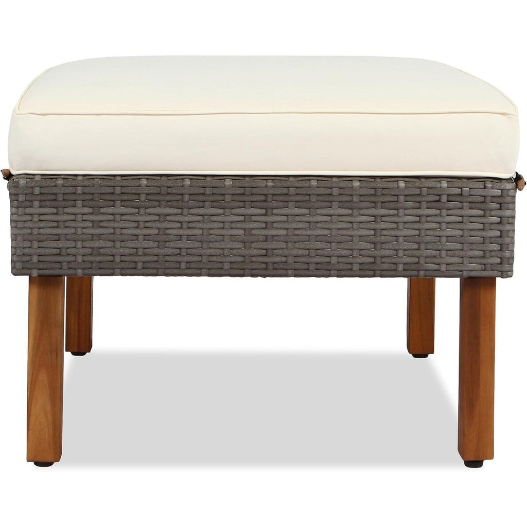 Ensemble de meubles de jardin en rotin Roomfitters 9 pièces, ensemble de conversation d'extérieur avec pieds et plateau en bois d'acacia