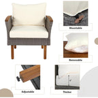 Ensemble de meubles de jardin en rotin Roomfitters 9 pièces, ensemble de conversation d'extérieur avec pieds et plateau en bois d'acacia