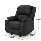 Fauteuil inclinable Roomfitters avec porte-gobelets en acier, confortable pour salon et chambre, noir