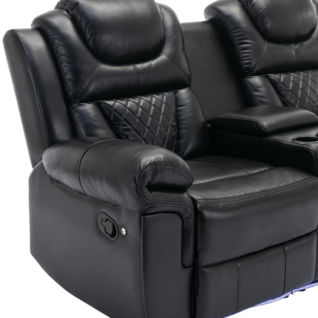 Causeuse inclinable manuelle Roomfitters avec rangement escamotable, deux porte-gobelets et design confortable