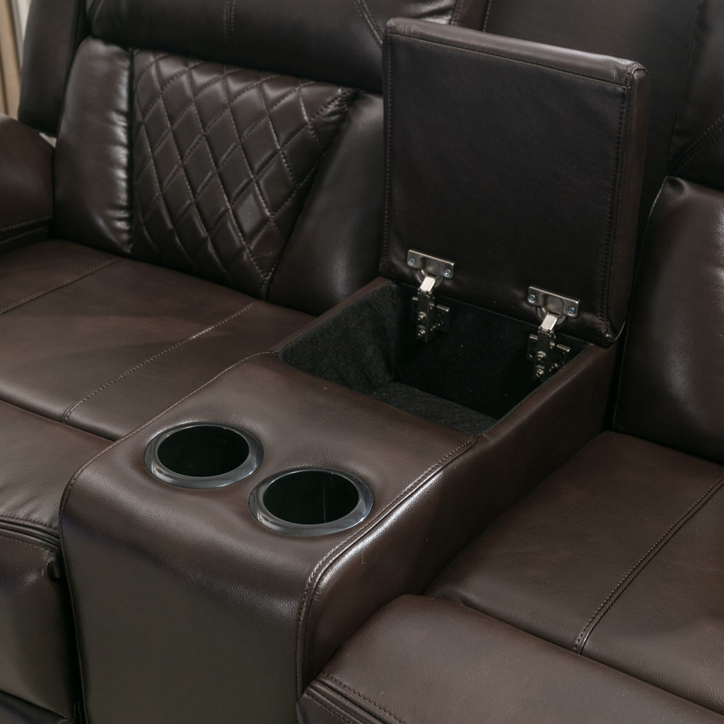 Causeuse inclinable manuelle Roomfitters avec rangement escamotable, deux porte-gobelets et design confortable