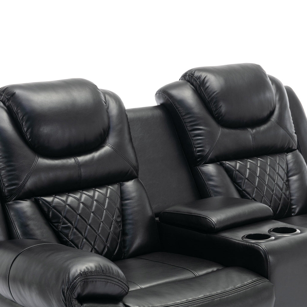 Causeuse inclinable manuelle Roomfitters avec rangement escamotable, deux porte-gobelets et design confortable
