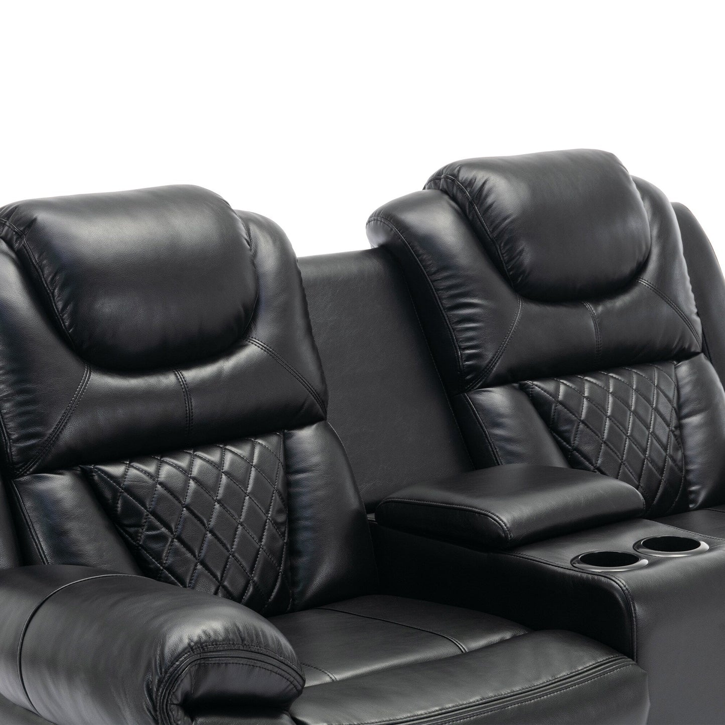 Causeuse inclinable manuelle Roomfitters avec rangement escamotable, deux porte-gobelets et design confortable