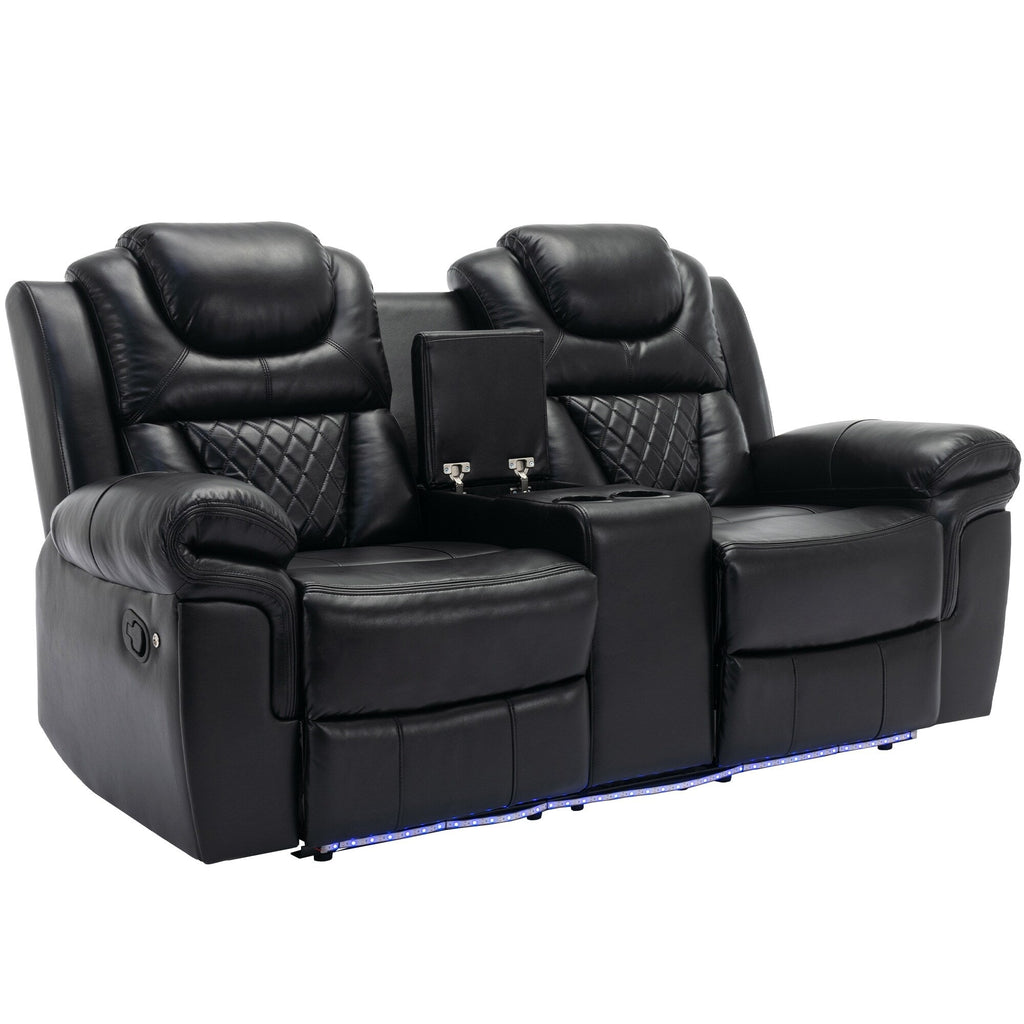 Causeuse inclinable manuelle Roomfitters avec rangement escamotable, deux porte-gobelets et design confortable