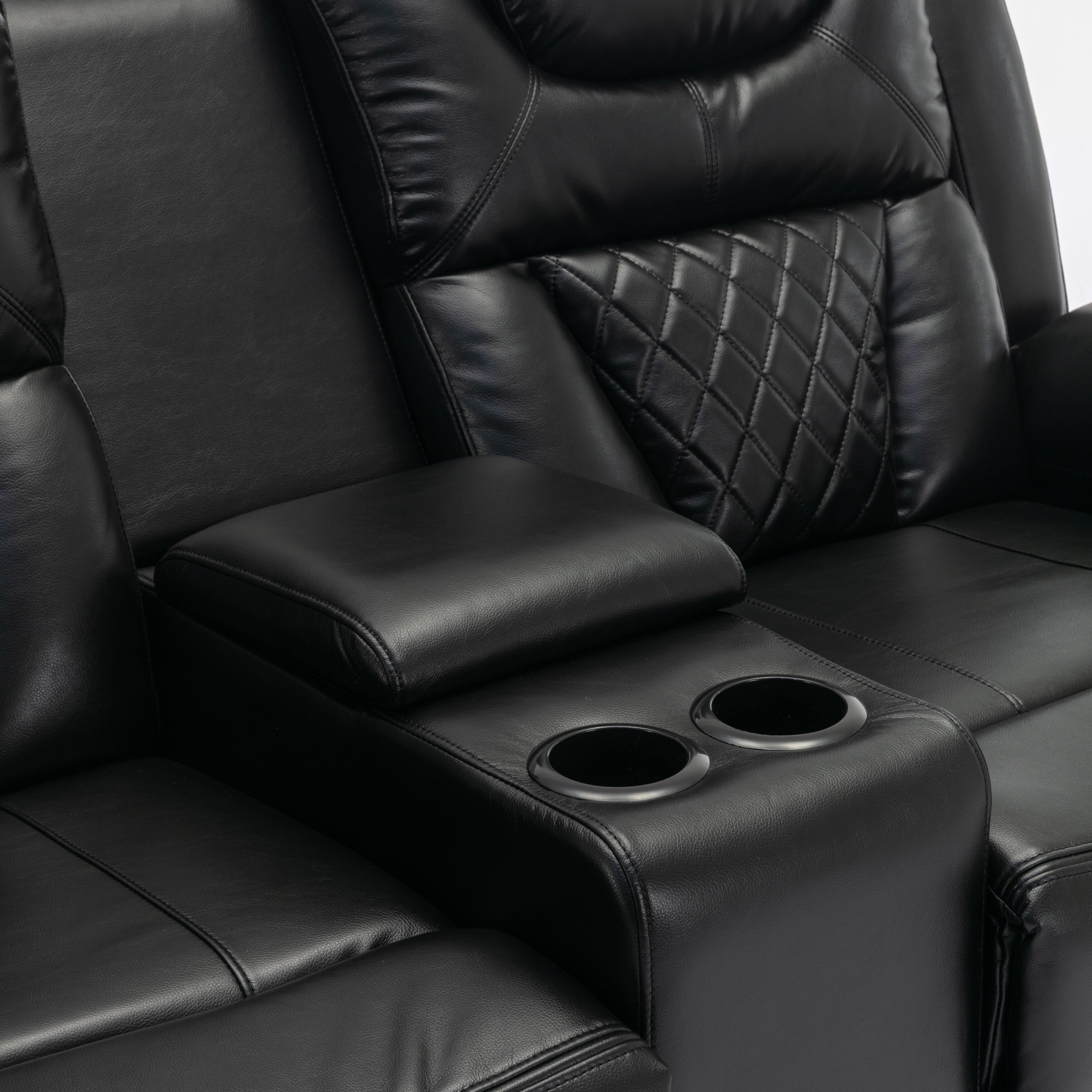 Causeuse inclinable manuelle Roomfitters avec rangement escamotable, deux porte-gobelets et design confortable