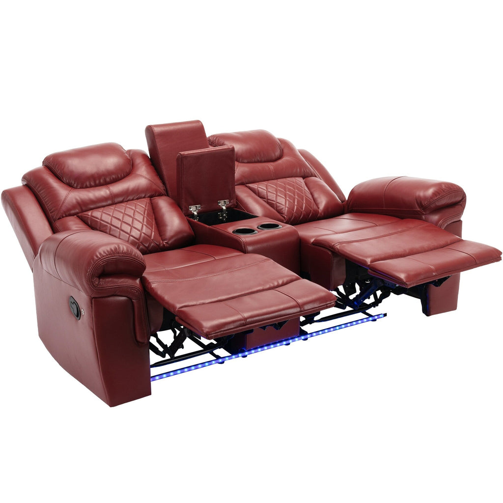 Causeuse inclinable manuelle Roomfitters avec rangement escamotable, deux porte-gobelets et design confortable