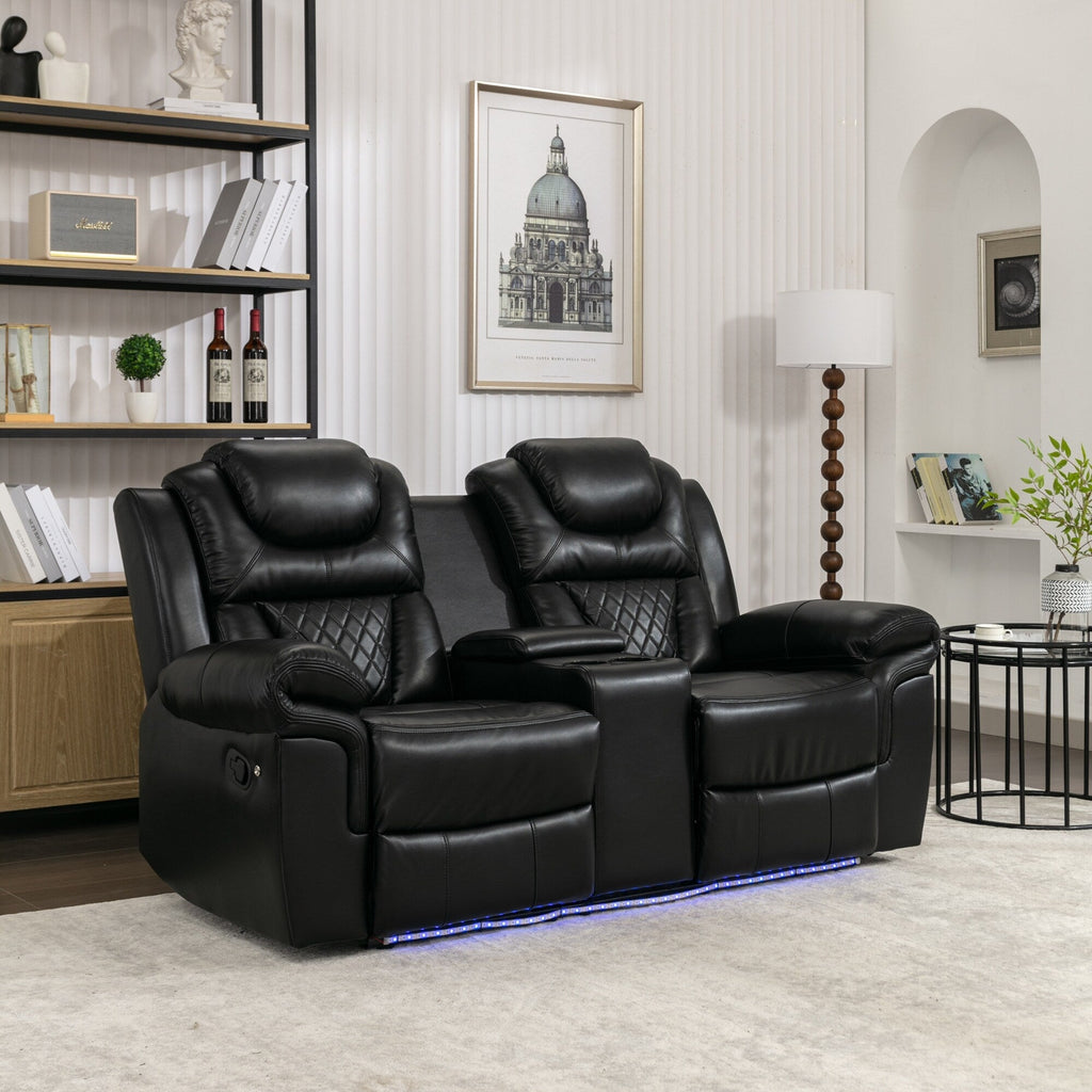 Causeuse inclinable manuelle Roomfitters avec rangement escamotable, deux porte-gobelets et design confortable