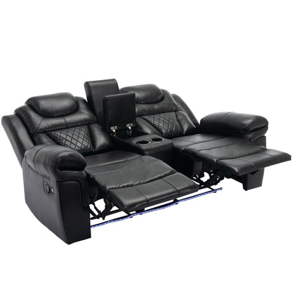 Causeuse inclinable manuelle Roomfitters avec rangement escamotable, deux porte-gobelets et design confortable