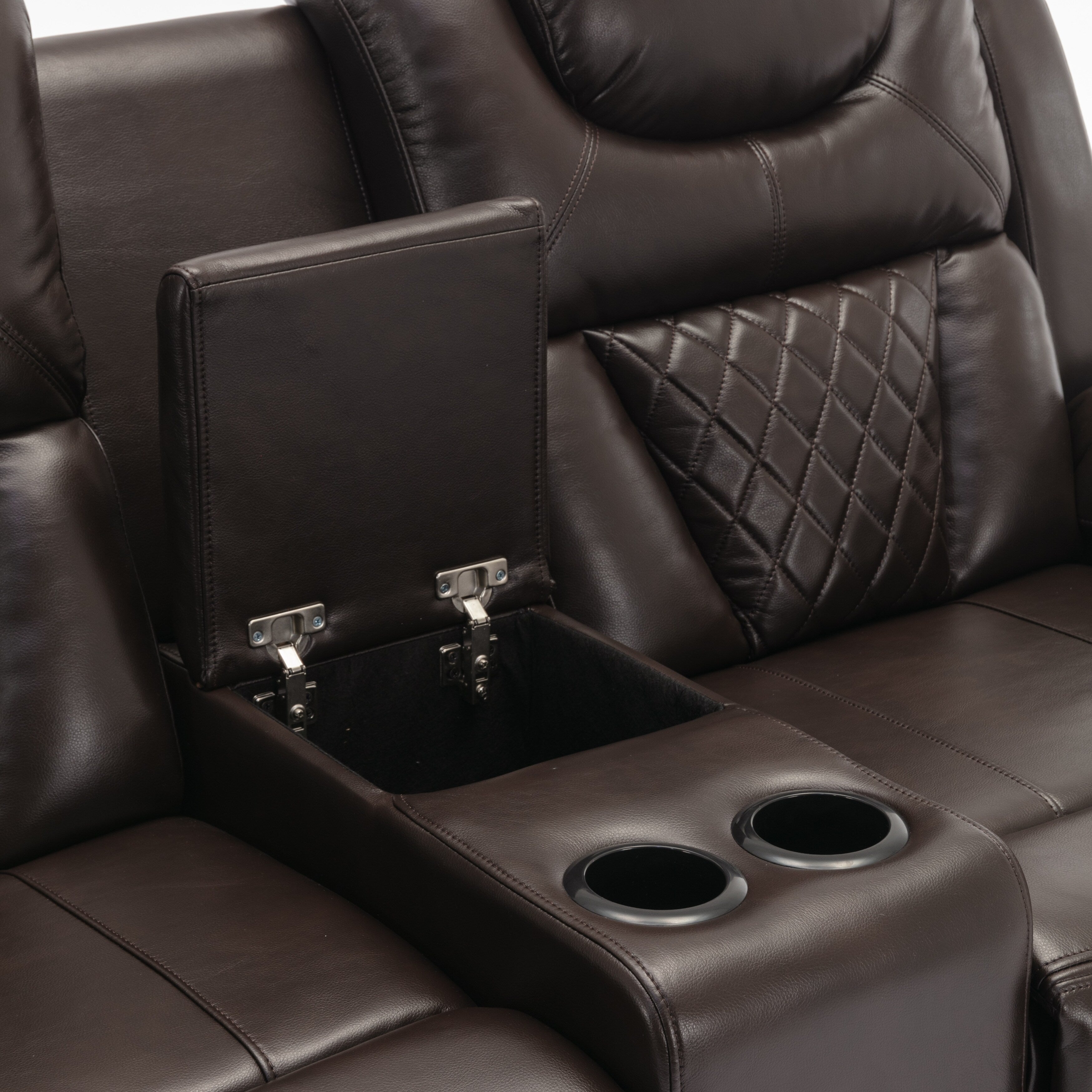 Causeuse inclinable manuelle Roomfitters avec rangement escamotable, deux porte-gobelets et design confortable