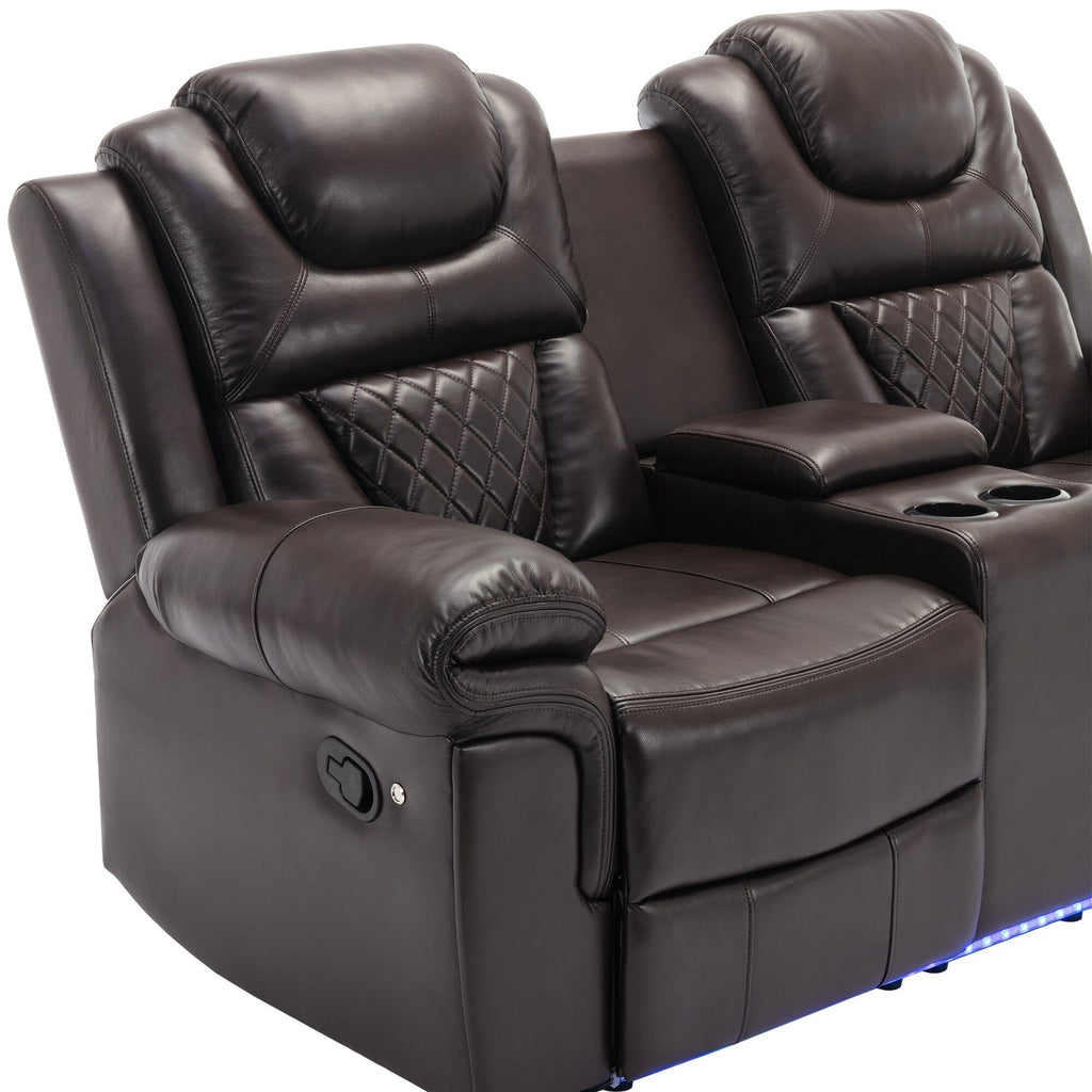Causeuse inclinable manuelle Roomfitters avec rangement escamotable, deux porte-gobelets et design confortable