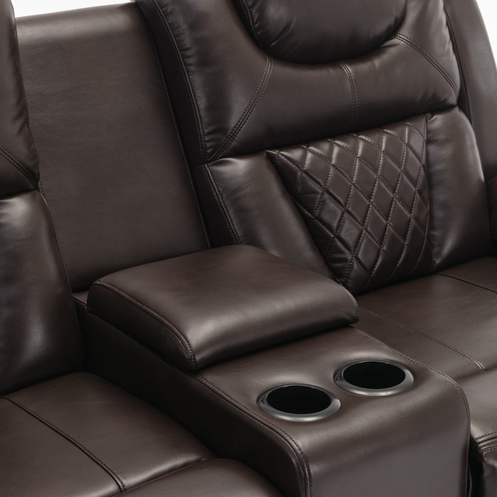Causeuse inclinable manuelle Roomfitters avec rangement escamotable, deux porte-gobelets et design confortable