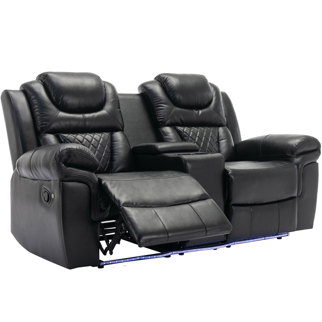 Causeuse inclinable manuelle Roomfitters avec rangement escamotable, deux porte-gobelets et design confortable