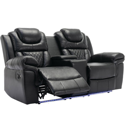 Causeuse inclinable manuelle Roomfitters avec rangement escamotable, deux porte-gobelets et design confortable