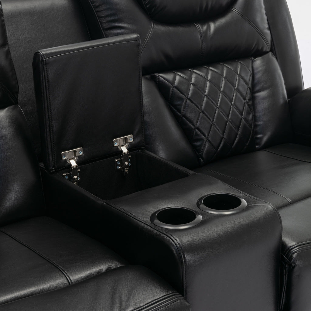 Causeuse inclinable manuelle Roomfitters avec rangement escamotable, deux porte-gobelets et design confortable