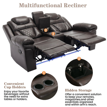 Causeuse inclinable manuelle Roomfitters avec rangement escamotable, deux porte-gobelets et design confortable