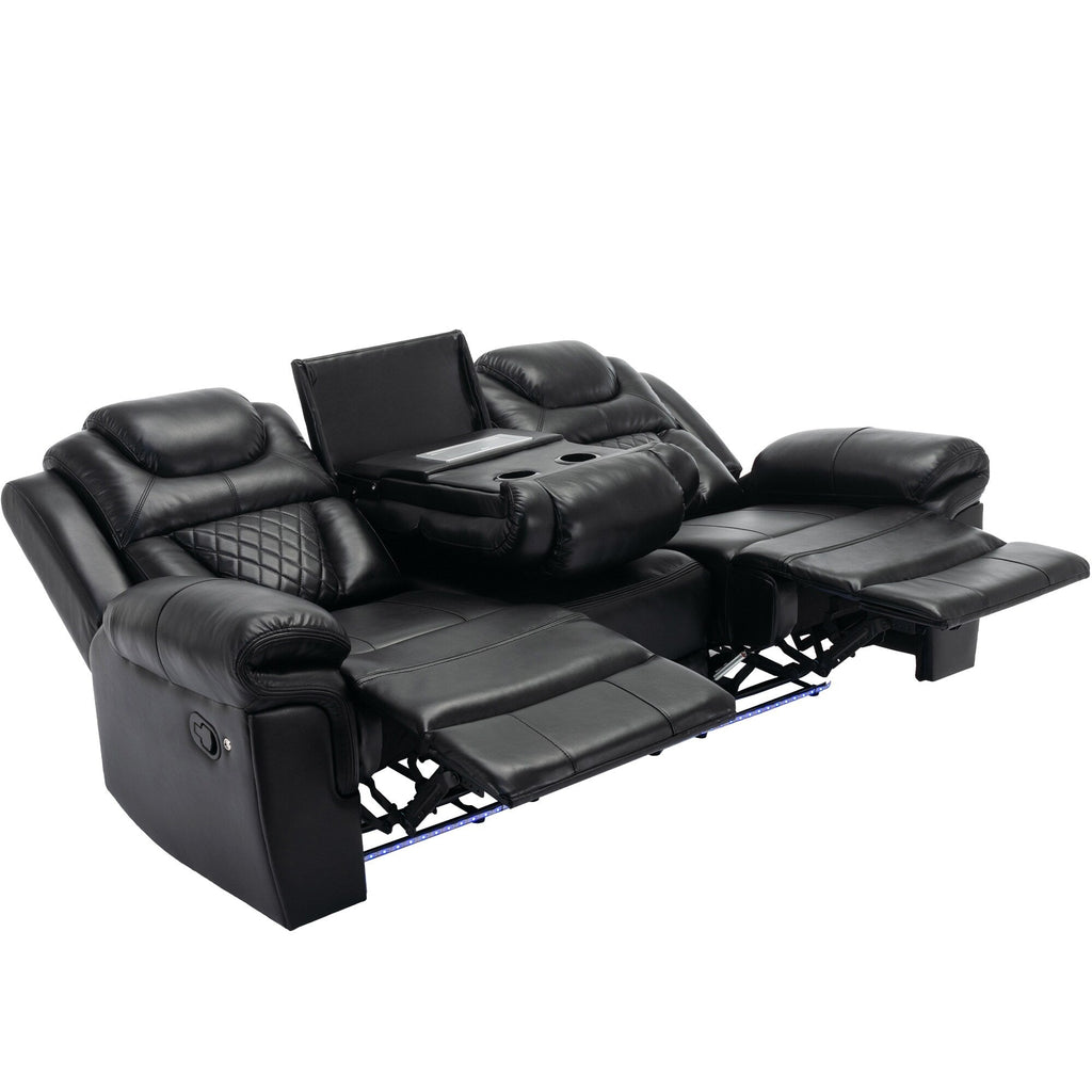 Fauteuil inclinable à bascule manuel Roomfitters avec console centrale, idéal pour le cinéma maison dans le salon