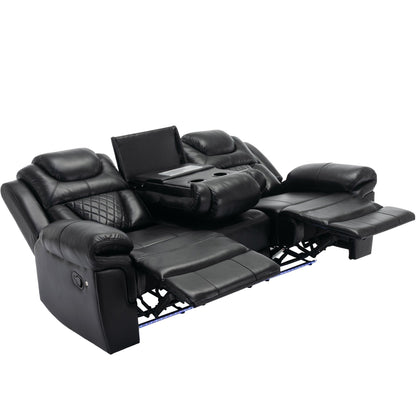 Fauteuil inclinable à bascule manuel Roomfitters avec console centrale, idéal pour le cinéma maison dans le salon