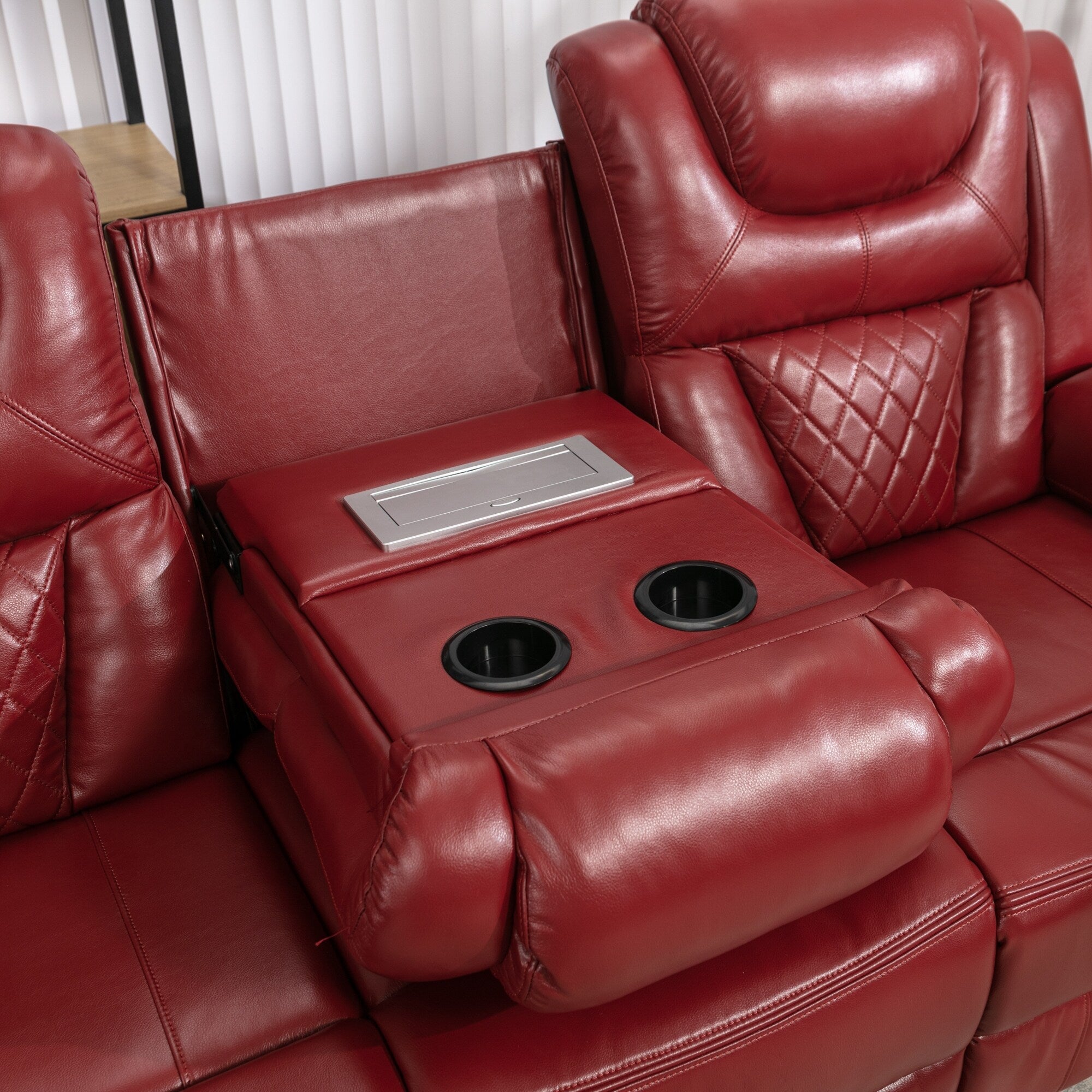 Fauteuil inclinable à bascule manuel Roomfitters avec console centrale, idéal pour le cinéma maison dans le salon