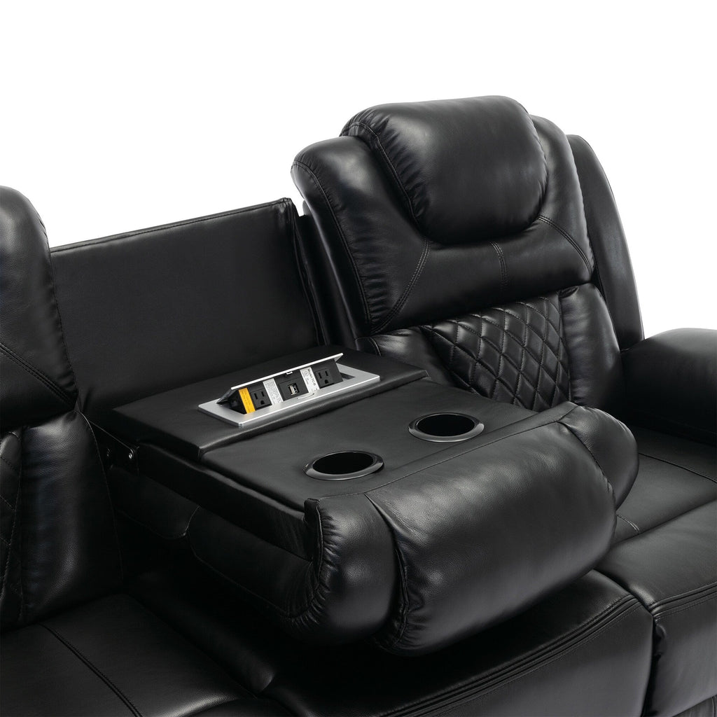 Fauteuil inclinable à bascule manuel Roomfitters avec console centrale, idéal pour le cinéma maison dans le salon