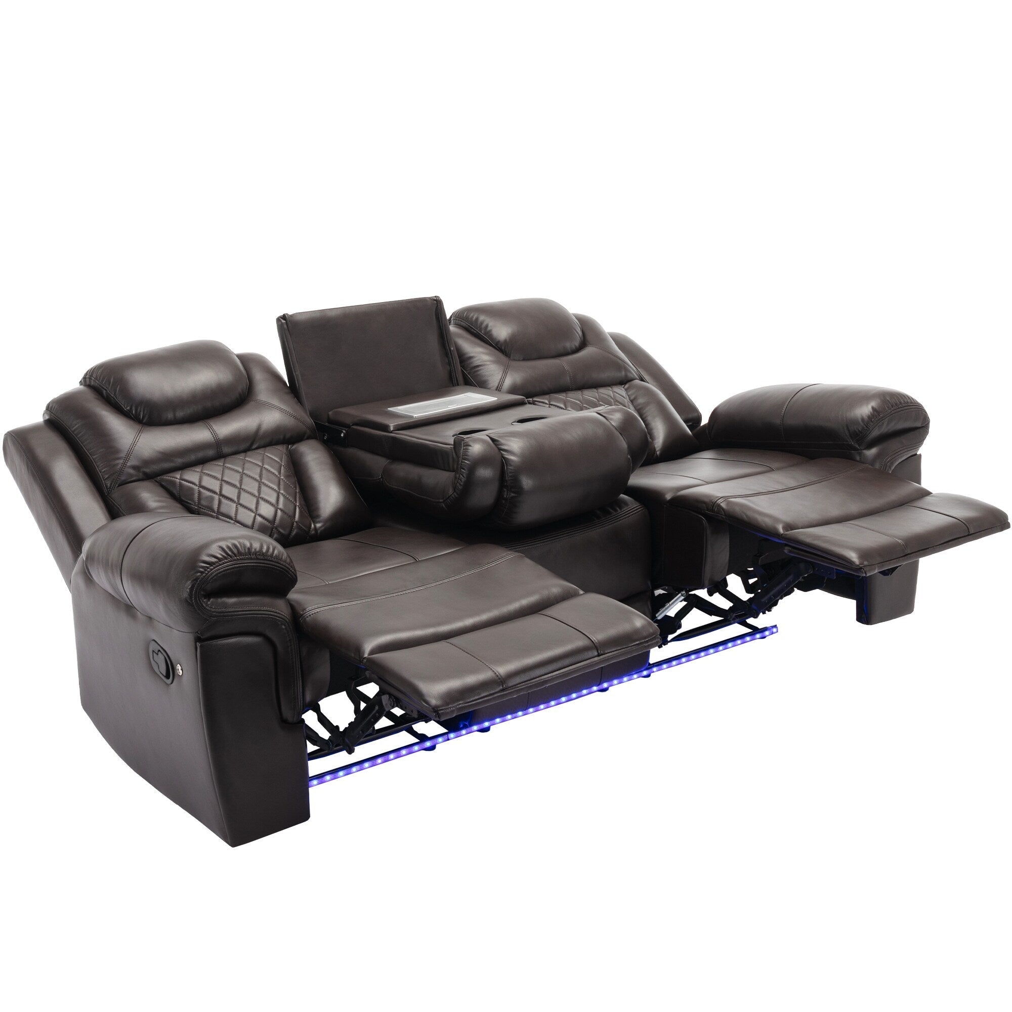 Fauteuil inclinable à bascule manuel Roomfitters avec console centrale, idéal pour le cinéma maison dans le salon