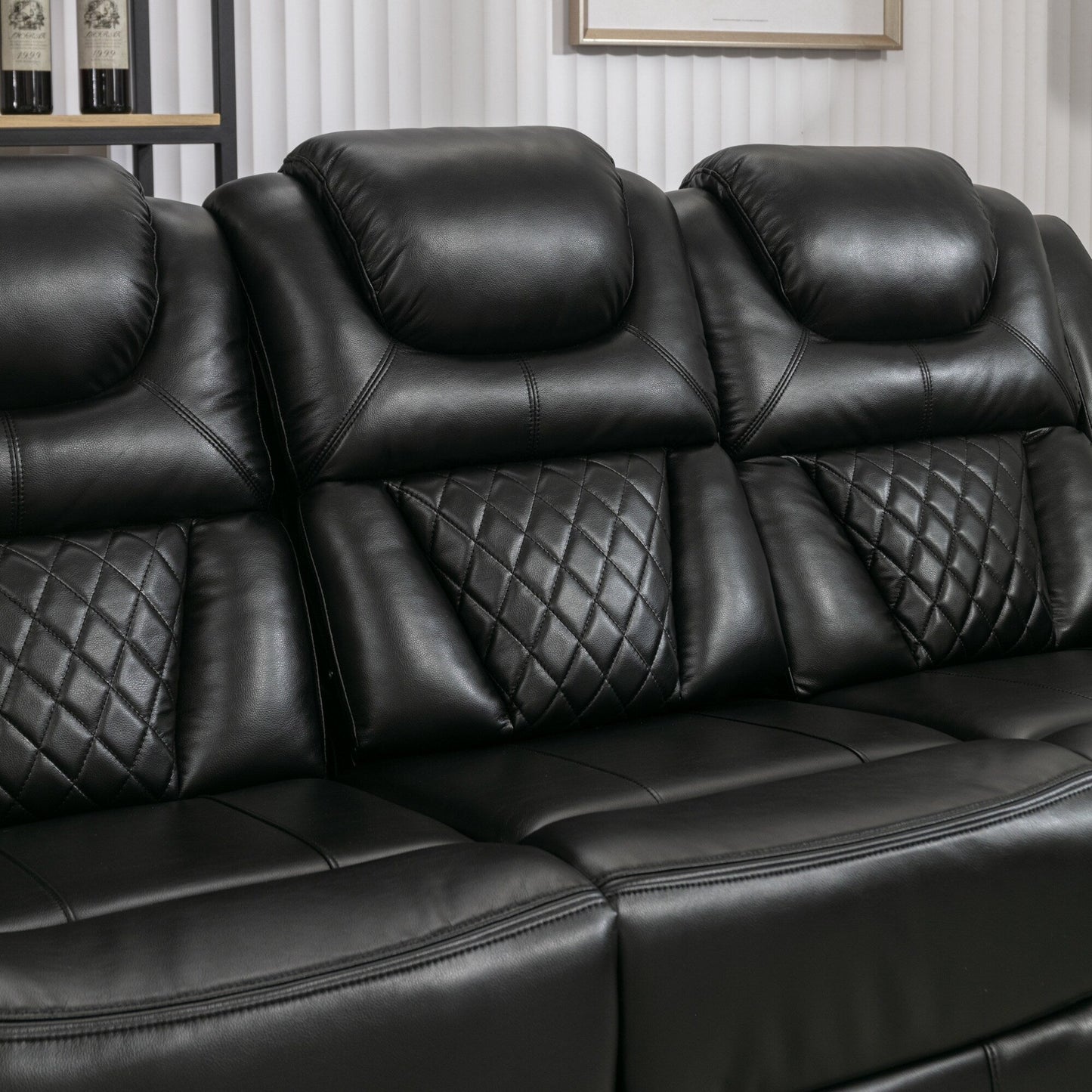 Fauteuil inclinable à bascule manuel Roomfitters avec console centrale, idéal pour le cinéma maison dans le salon