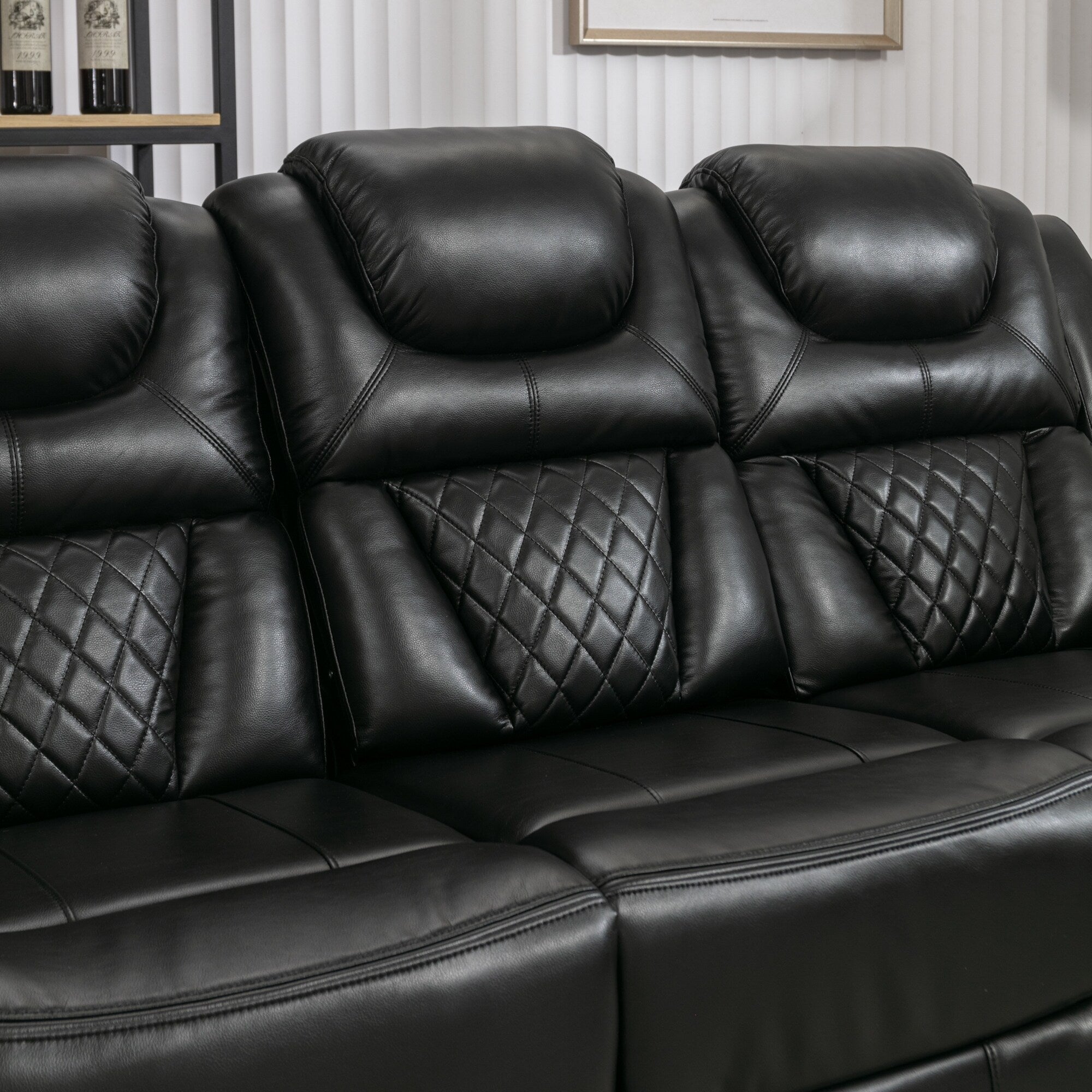 Fauteuil inclinable à bascule manuel Roomfitters avec console centrale, idéal pour le cinéma maison dans le salon