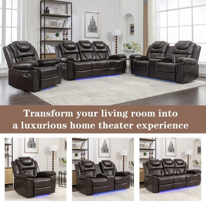 Fauteuil inclinable à bascule manuel Roomfitters avec console centrale, idéal pour le cinéma maison dans le salon