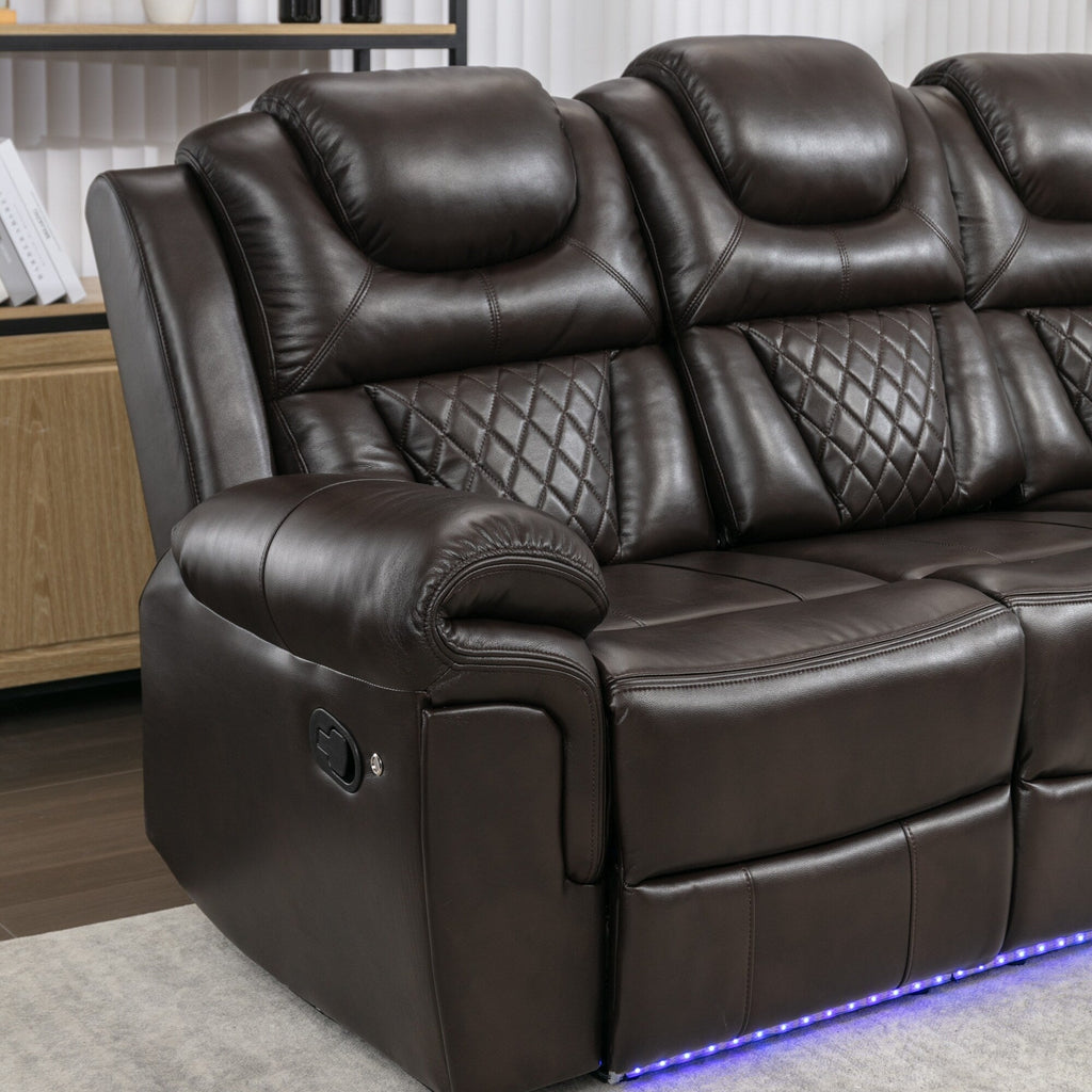 Fauteuil inclinable à bascule manuel Roomfitters avec console centrale, idéal pour le cinéma maison dans le salon