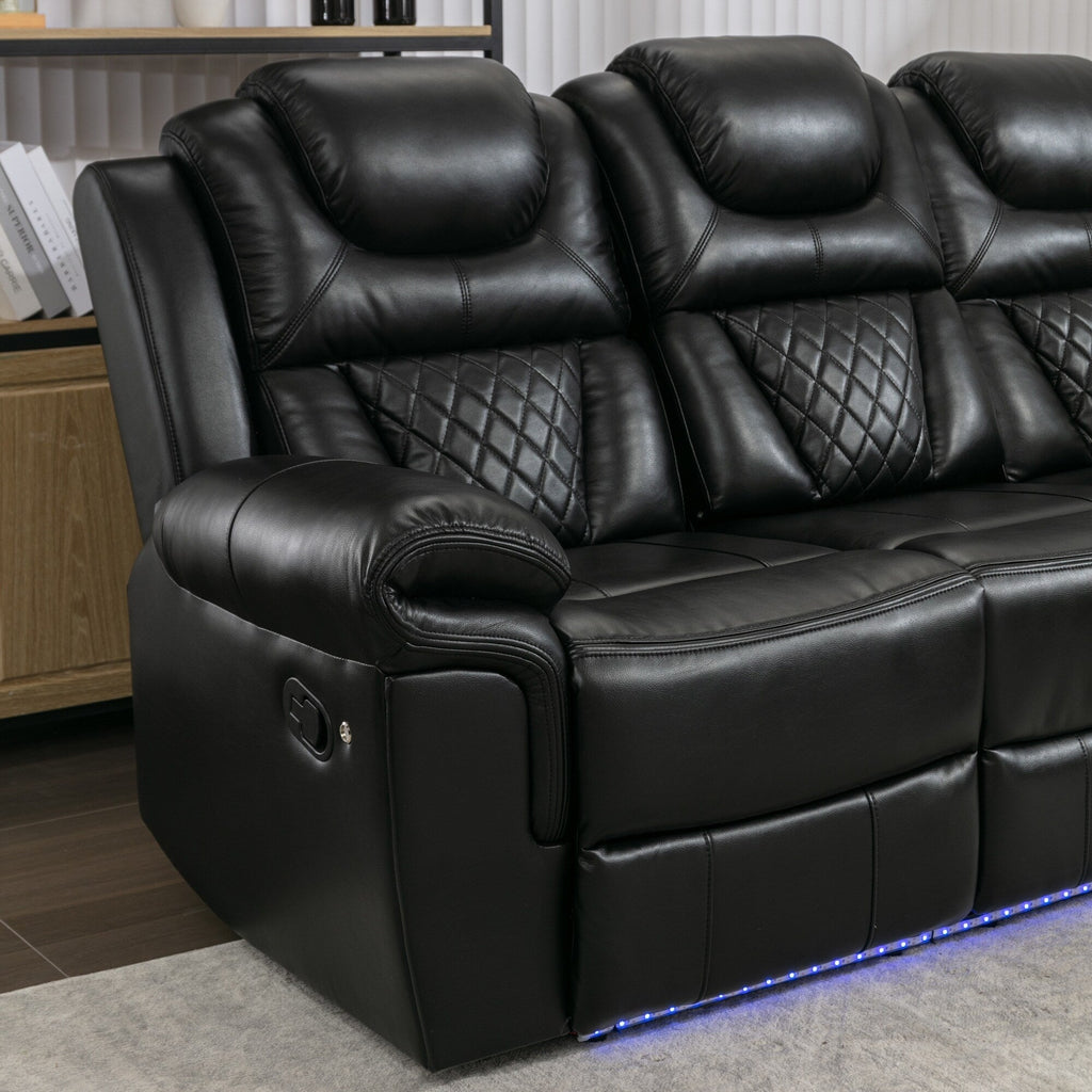 Fauteuil inclinable à bascule manuel Roomfitters avec console centrale, idéal pour le cinéma maison dans le salon
